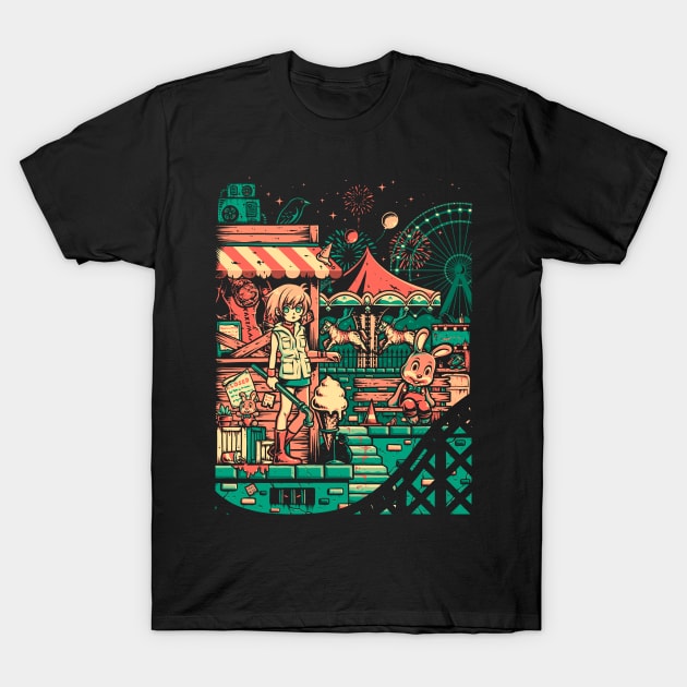 Lakeside Amusement Park T-Shirt by Pixeleyebat